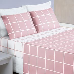 Jogo De Lençol King Micropercal 200 Fios Dustin 4 Peças - Rosa