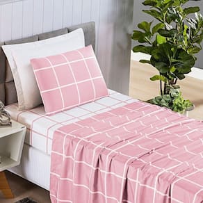 Jogo De Lençol Solteiro Micropercal 200 Fios Dustin 3 Peças - Rosa