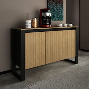 Balcão Armário de Escritório com 3 Portas 136x84cm ME4147 Amêndoa Preto