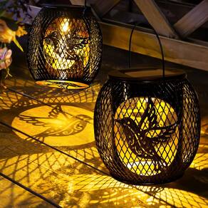 Lanternas solares Mizmakp Hanging Hummingbird, pacote com 2 unidades ao ar livre