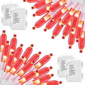 String Lights Brightown Red 20 LED de 2,4 m operado por bateria, pacote com 4
