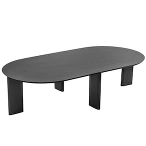 Mesa de Centro Orgânica Chanfrada Artesano 120 cm (Largura) em MDP Nero (Preto) Pés Madeira Maciça