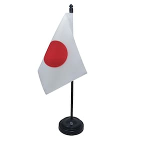 Bandeira Mesa Japão 10X14Cm Dupla Face Com Mastro 27,5 Cm