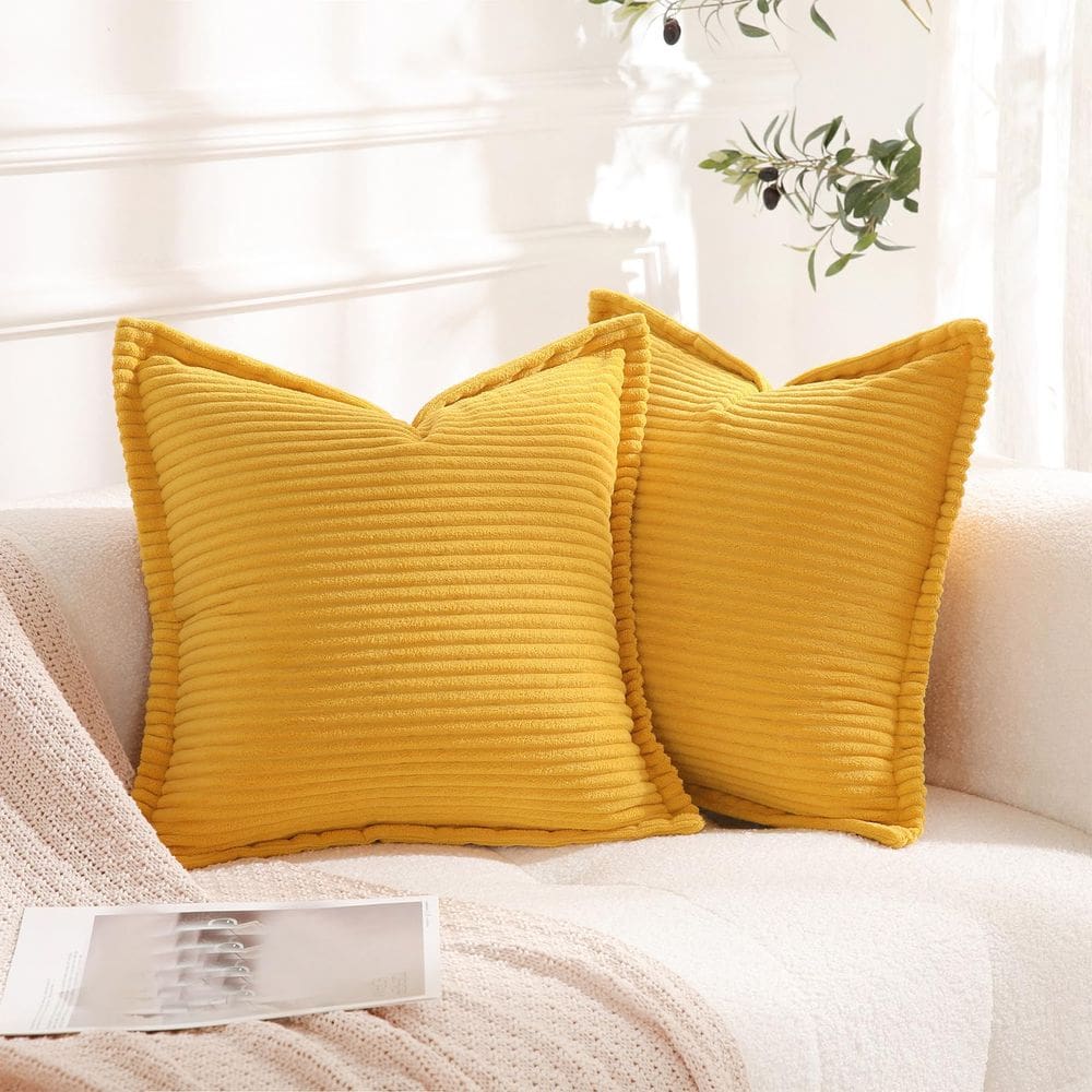 Conjunto de 2 capas de almofada Linecooo Corduroy Yellow de 50 x 50 cm
