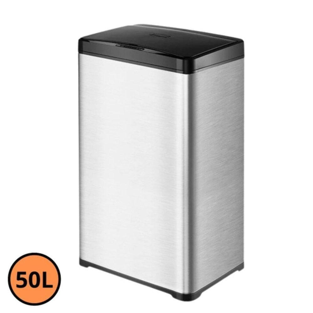 Lixeira Automática Retangular 50 Litros Com Sensor Em Aço Inox