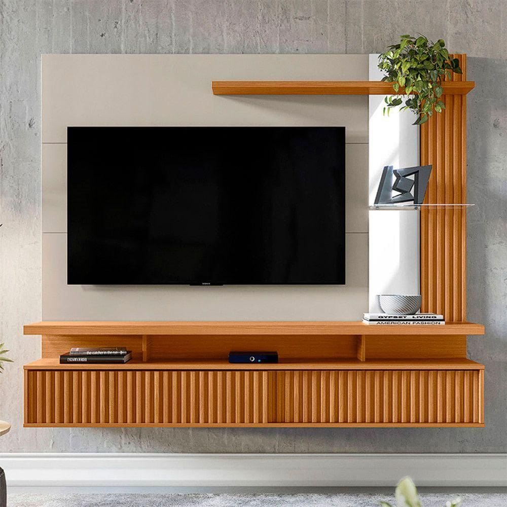 Painel Para TV Maragogi 60 Polegadas 2 Portas Linea Brasil Nature Off White