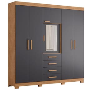 Guarda Roupa Virtus 6 Portas Freijó/Titanium - ABZ