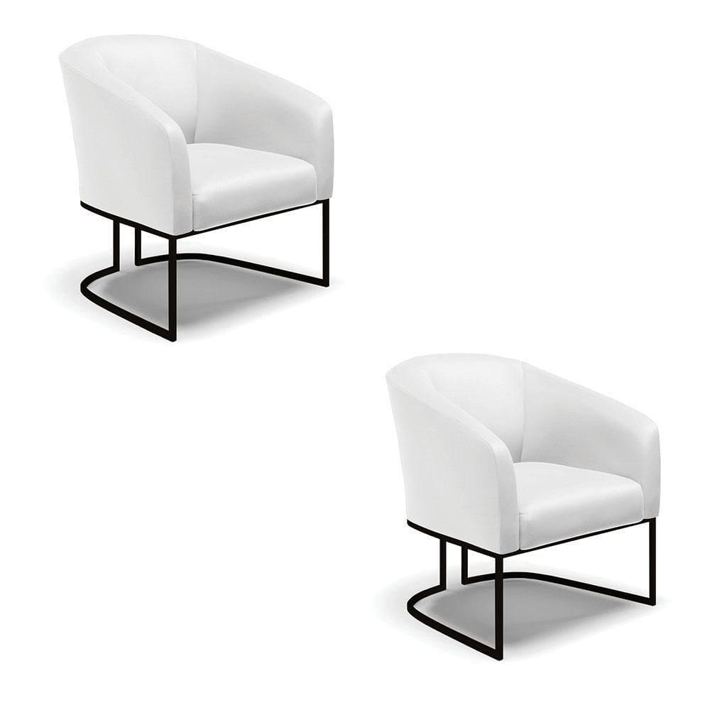 Cadeira Sala De Jantar Industrial Preto Kit 2 Stella Sintético D03 - D\`rossi Cor Branco