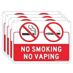 Sign No Smoking No Vaping, 10 x 7 cm, alumínio livre de ferrugem, pacote com 4