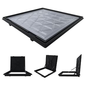 Tampa Casa Maquina 75x75cm Com Rebaixo Para Alumínio Preta