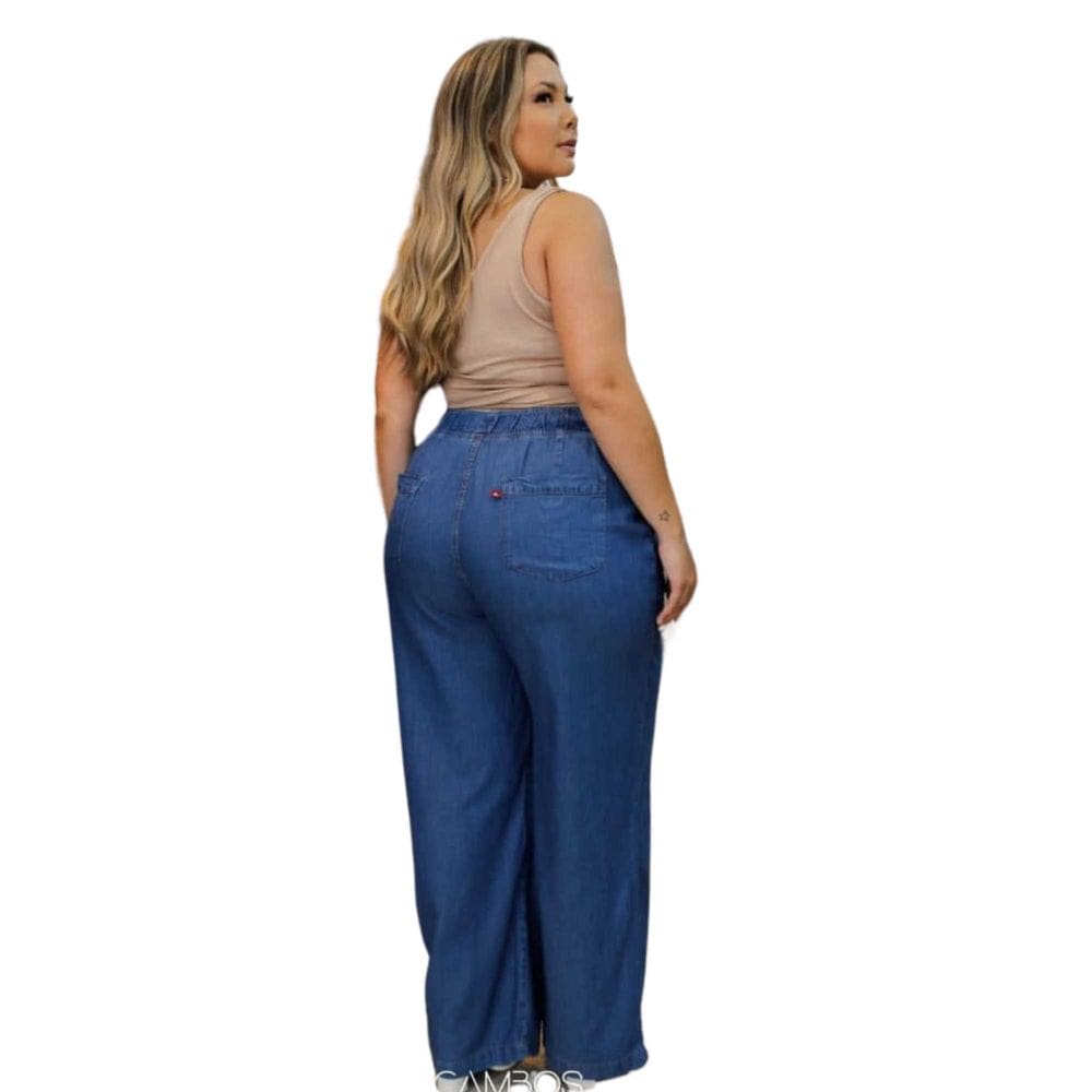 Calça Feminina jeans Wide Leg Slim Plus Size