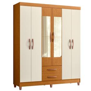 Guarda Roupa Âmbar 6 Portas com Espelho Cinamomo/Off White - ABZ