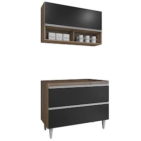 Armário de Cozinha Nichos CP01 Para Pia 100cm Z34 Freijó/Preto - Mpozenato