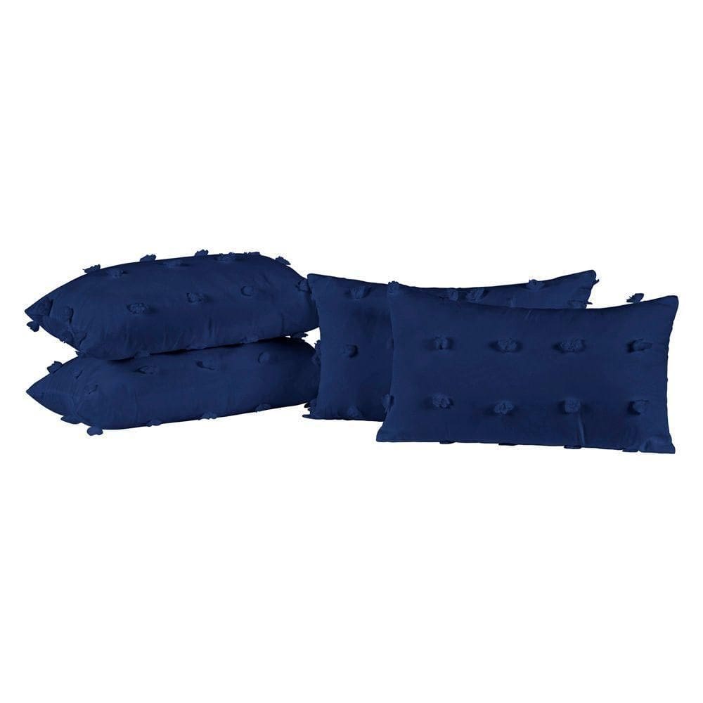Kit 04 Almofadas Cheias Poppy 60cm X 30cm - Marinho
