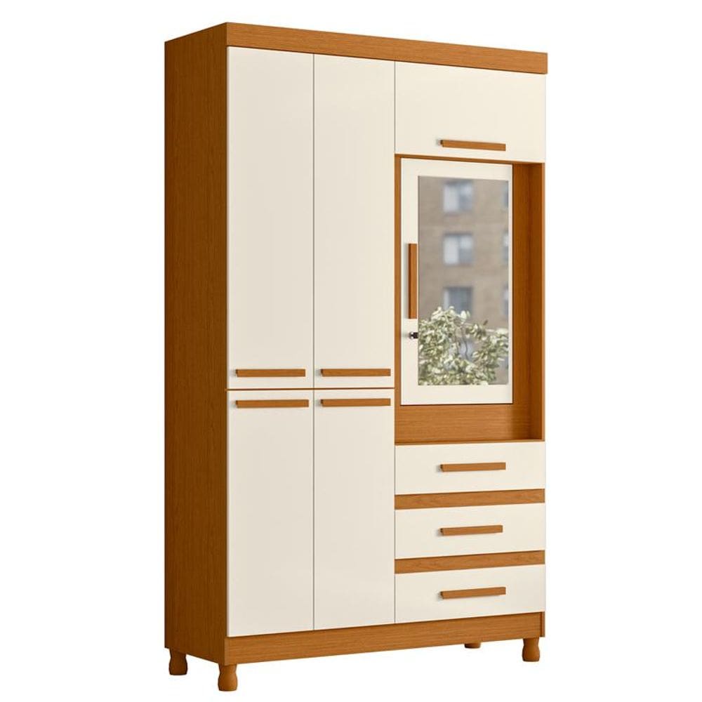 Guarda Roupa Fusion Solteiro 6 Portas Cinamomo/Off White - ABZ