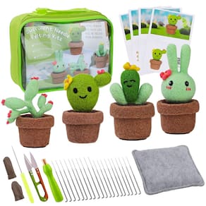 Kit de feltragem com agulha LOKUNN para iniciantes com lindo conjunto de cactos