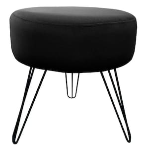 Puff Decorativos Sala Quarto Tunísia Veludo Preto Base Preta - Star Confort Preto
