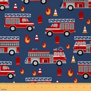 Caminhão de bombeiros de tecido Erosebridal Red Fire Fighting 1 jarda