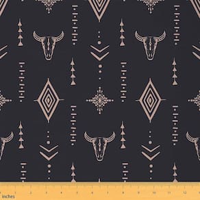 Tecido Erosebridal Bull Skull Boho Estofado 1 jarda marrom