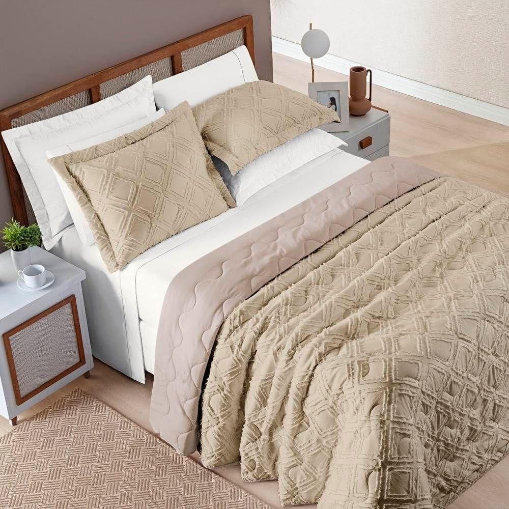 Cobre Leito King Aveline Micropercal 300 Fios 3 Peças - Caqui