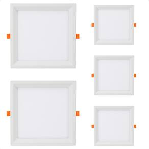 Kit 5 Painel de Led Quadrado Embutir Recuado 12W Bivolt Taschibra 3000K Quente