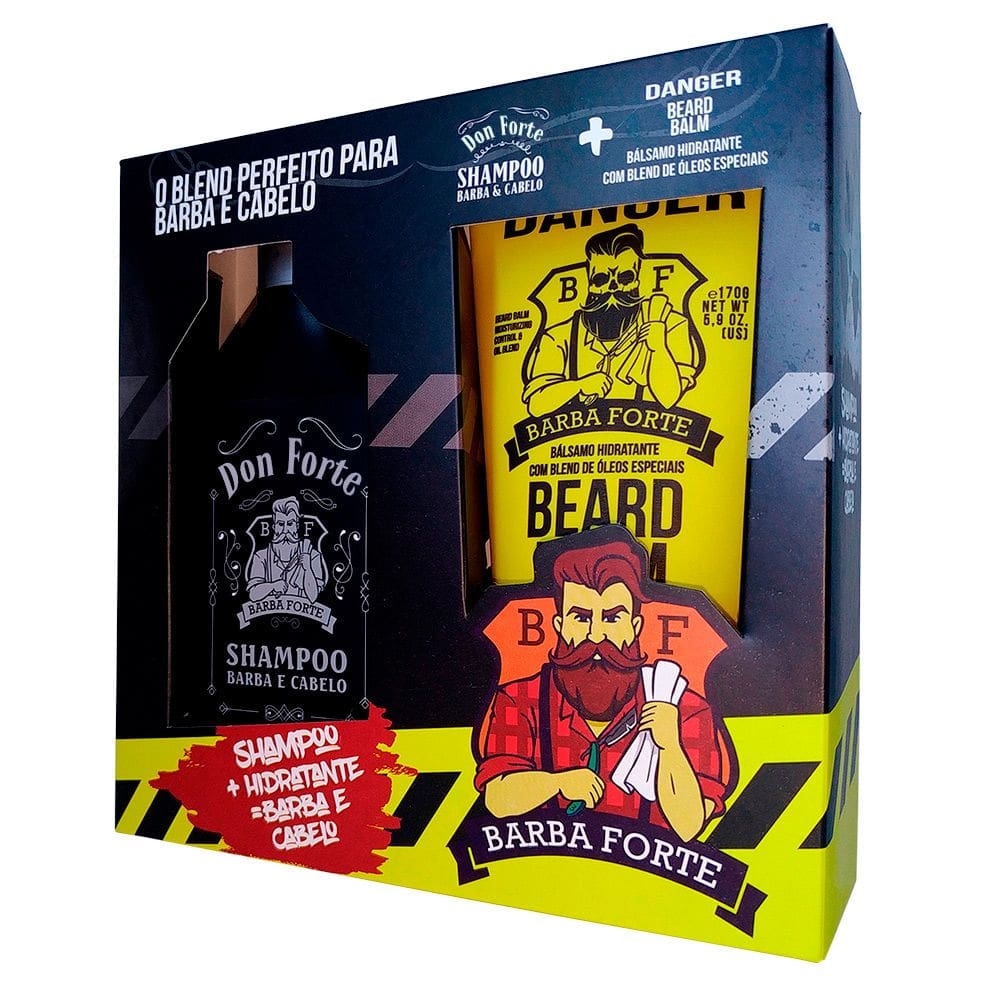 Kit Beard Balm Danger + Shampoo Hidratação Extrema Don Forte Barba Forte