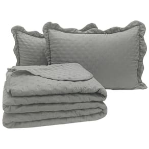Cobre Leito Queen Bold Dupla Face 300 Fios 3 Peças - Chumbo