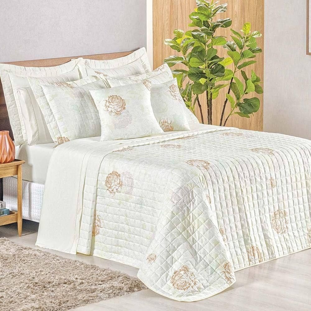 Cobre Leito King Top Line Estampado 180 Fios 3 Peças - Garden