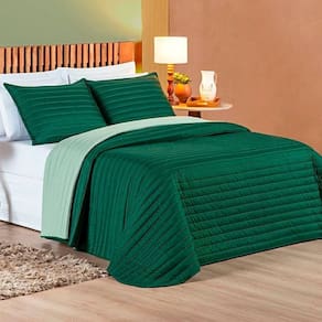 Cobre Leito Casal Padrão Mult Colors Dupla Face Micropercal 200 Fios 3 Peças - Esmeralda-verde Claro