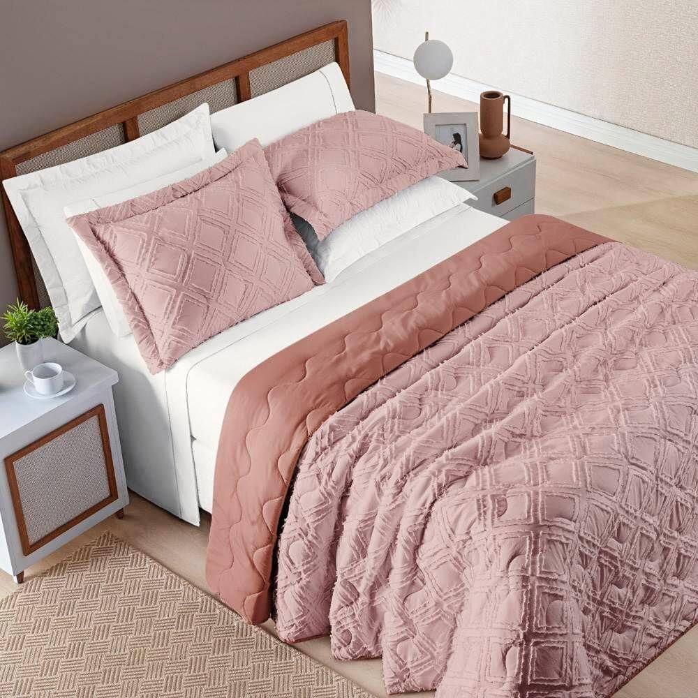Cobre Leito King Aveline Micropercal 300 Fios 3 Peças - Rose