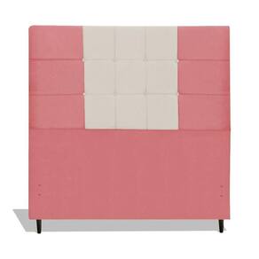 Cabeceira Estofada Box Casal King Size Encosto Para Cama Maveric 195x126 Cm Composê Rosa/bege