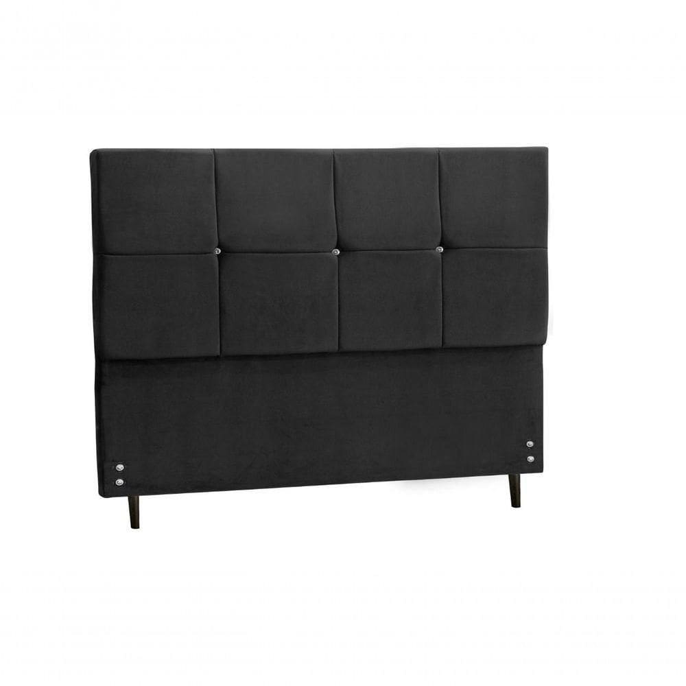Cabeceira New Civic Estofada Com Botão De Strass Para Cama Box Solteiro 94cm Preto