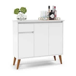 Balcão Buffet Veneza 3 Portas 1 Gaveta 93cm Ej Móveis Branco