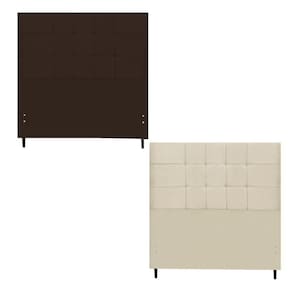 Kit Cabeceira Maveric Estofada Casal 144cm New Foam Botão Tecido + Cabeceira Maveric Solteiro 94cm Marrom