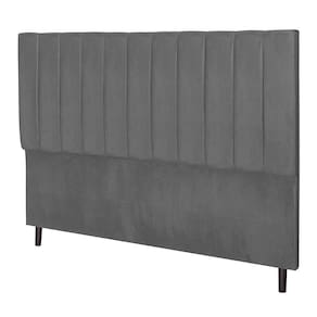 Cabeceira Corola Chumbo Estofada Para Cama Box Solteiro 94cm Quarto Luxo