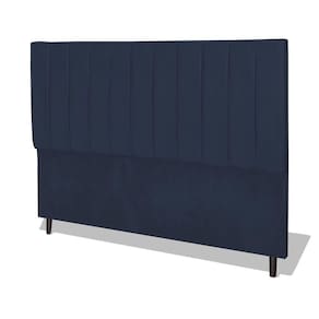 Cabeceira Estofada Box Casal Encosto Para Cama Corola 144x126 Azul Marinho