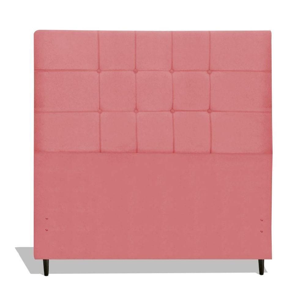 Cabeceira Estofada Box Casal King Size Encosto Para Cama Maveric 195x126 Cm Rosa