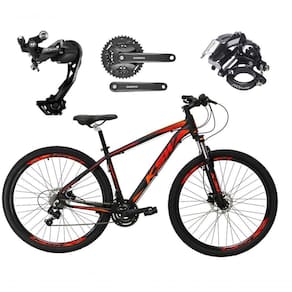 Bicicleta Aro 29 Ksw Xlt Alívio E Altus 27v Freio Hidráulico Garfo Trava - Preto/vermelho/laranja Tam.17
