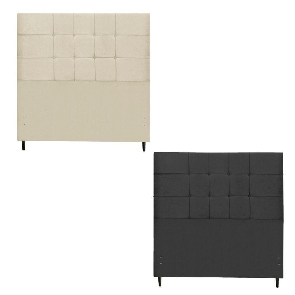 Kit Cabeceira Maveric Estofada Casal 144cm Preto Botão Tecido + Cabeceira Maveric Solteiro 94cm New Foam