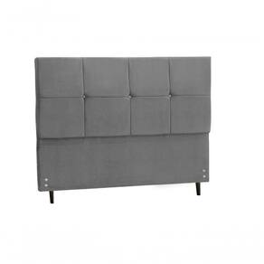 Cabeceira New Civic Estofada Com Botão De Strass Para Cama Box Casal 144cm Chumbo -