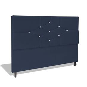 Cabeceira Estofada Box Casal King Size Encosto Para Cama T Cross 195x126 Cm Azul Marinho