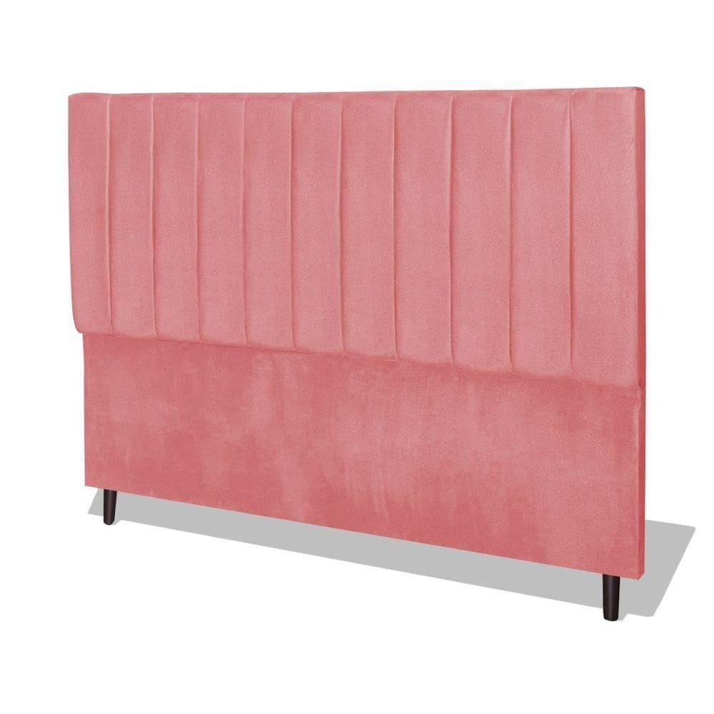 Cabeceira Estofada Box Casal Encosto Para Cama Corola 144x126 Rosa