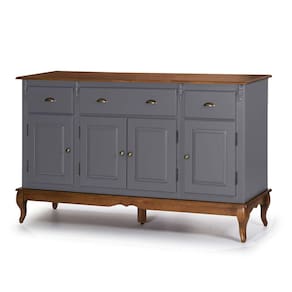 Balcão Buffet 4 Portas 3 Gavetas 60805 Hannover Linz Móveis - Cinza/Imbuia Glazer