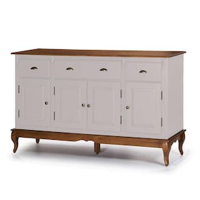 Balcão Buffet 4 Portas 3 Gavetas 60805 Hannover Linz Móveis - Off White/Imbuia Glazer