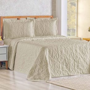 Cobre Leito Queen Bouti Mavie Floral 180 Fios 3 Peças - Caqui