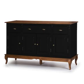 Balcão Buffet 4 Portas 3 Gavetas 60805 Hannover Linz Móveis - Preto/Imbuia Glazer