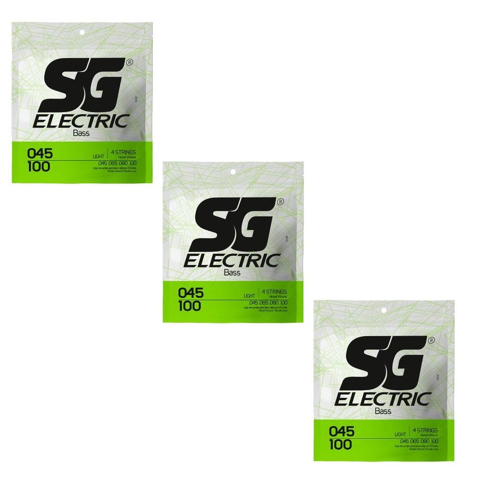 Kit 3 Encordoamento Baixo SG Tensão Leve 0.45-.100 Níquel