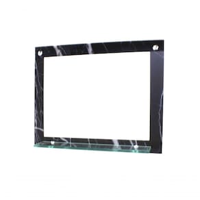 Espelho Para Banheiro Com Prateleira 50cmX40cm Mármore Preto