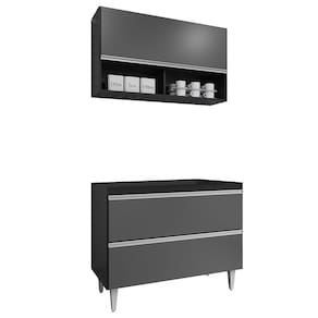 Armário de Cozinha Nichos CP01 Para Pia 100cm Z34 Preto/Grafite - Mpozenato