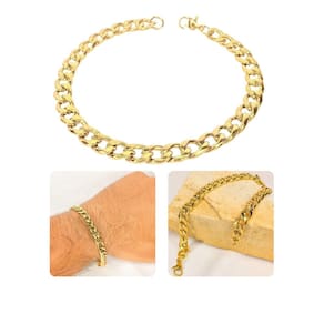 Pulseira Masculina Dourada Grumet Cubana 1X1 6Mm Aço